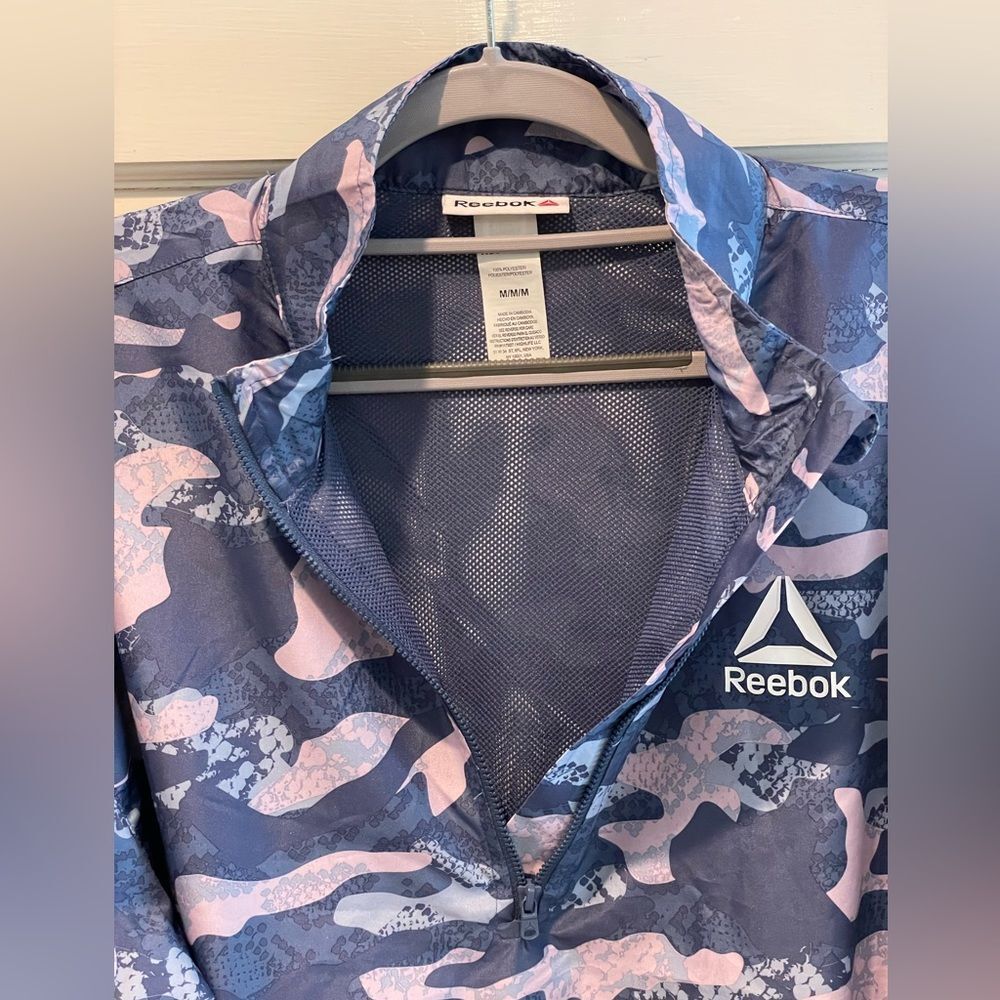 Reebok Camo 1/4 Zip Pullover Athletic Jacket Windbreaker Purple Size Medium - Picture 5 of 10